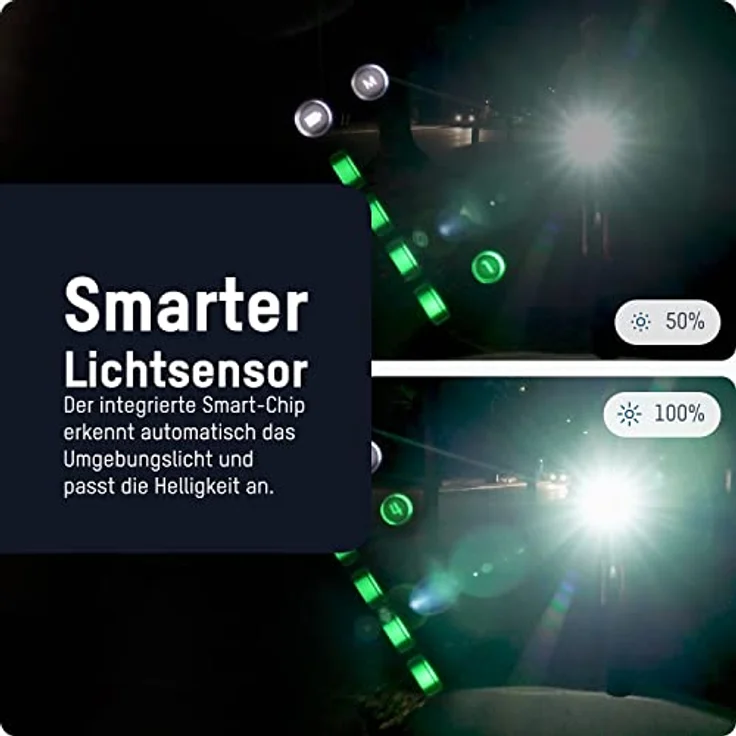 Ansmann Fahrradlicht Set StVZO zugelassen mit OSRAM LED und autom. Abblendlicht 200 m Leuchtweite 100 Lux 180 Lumen IPX5 Akkubetrieben aufladbar über USB Radlicht Set Vorderlicht & Rücklicht - Kinderfahrrad Zubehör – Bild 4