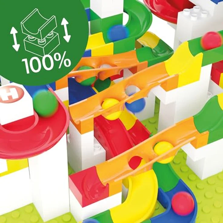Hubelino Kugelfalle Erweiterung (15-teilig), Interaktives Konstruktionsspielzeug mit 3 actionreichen Fallen und 12 kompatiblen Kugeln, Made in Germany – Bild 4