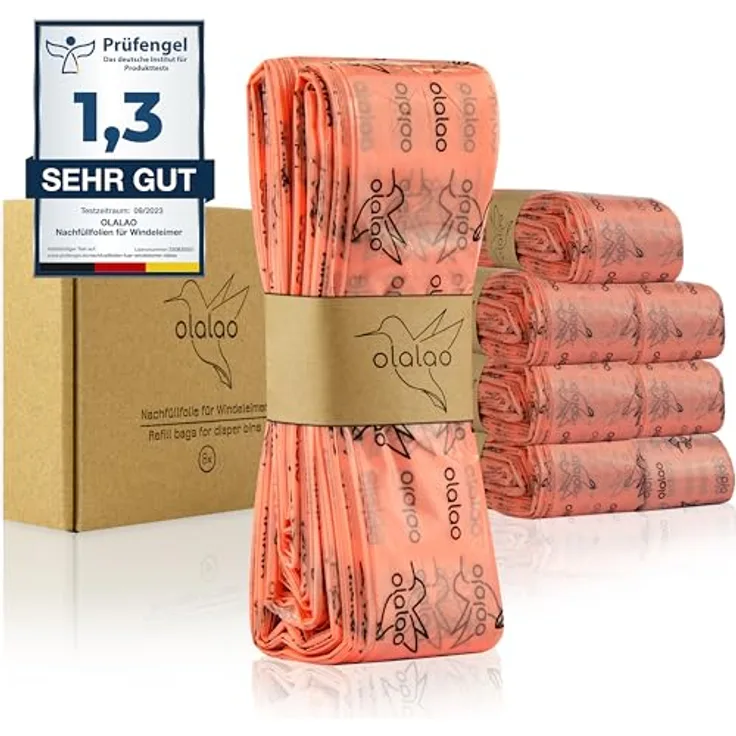OLALAO Nachfüllfolie für Windeleimer 8-Pack, kompatibel mit Tommee Tippee Twist & Click, geruchlos und ressourcensparend