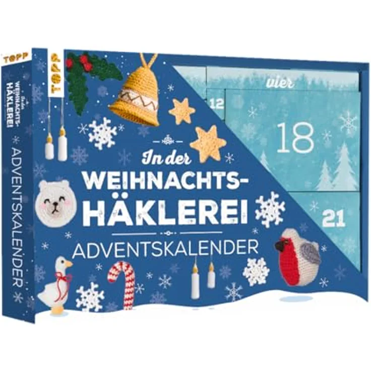 Frech Adventskalender "In der Weihnachtshäklerei", mit Material und Anleitungsbuch für 24 Häkelprojekte