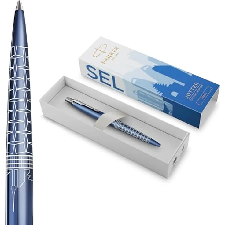 Parker Pen Parker Jotter SE Seoul, Kugelschreiber M in Indigoblau mit Edelstahl-Design und Klickmechanismus – Bild 1