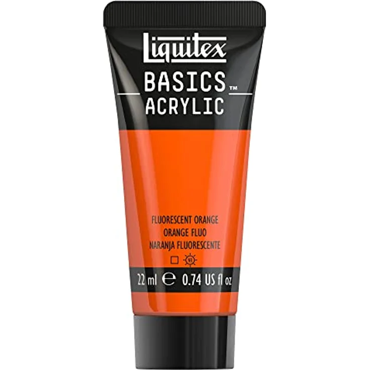 Liquitex Basics Acrylfarbe - Orange Fluo - 22 ml Tube, lichtecht, mittlere Viskosität, seidenglänzend, monopigmentiert, Archivqualität – Bild 1