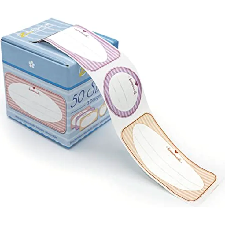 AVERY Zweckform 56820 Marmeladen Etiketten selbstklebend 50 Stück (Ø38mm/38x75mm, Aufkleber Marmeladenglas, Einmachen, Haushaltsetiketten ablösbar, Homemade, beschriftbar) Sticker auf Rolle