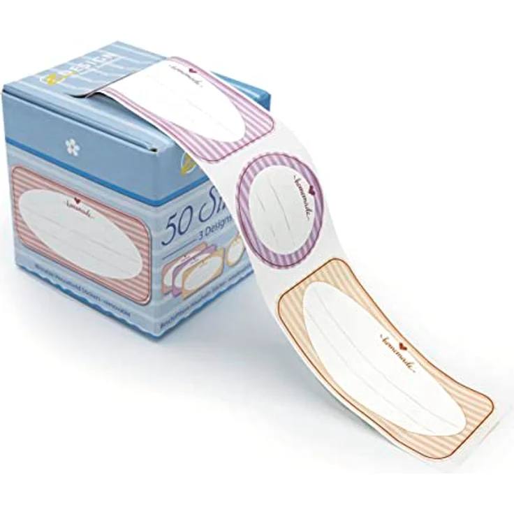 AVERY Zweckform 56820 Marmeladen Etiketten selbstklebend 50 Stück (Ø38mm/38x75mm, Aufkleber Marmeladenglas, Einmachen, Haushaltsetiketten ablösbar, Homemade, beschriftbar) Sticker auf Rolle – Bild 1