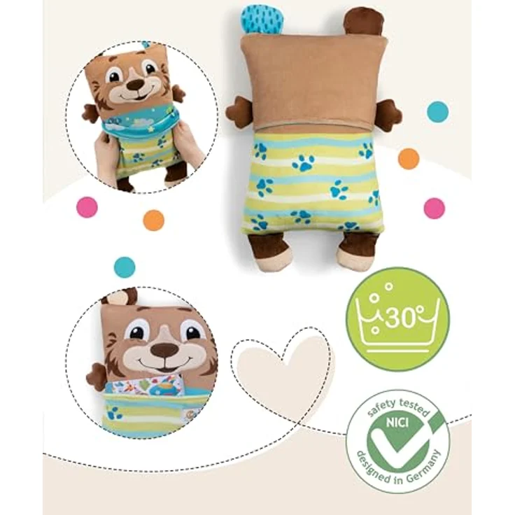 NICI Cosidoo Kuscheltier Bär mit Wendefunktion, 30x20cm, braun, weiches Plüschtier mit Stauraum für Schätze, ideal zum Kuscheln & Spielen – Bild 3