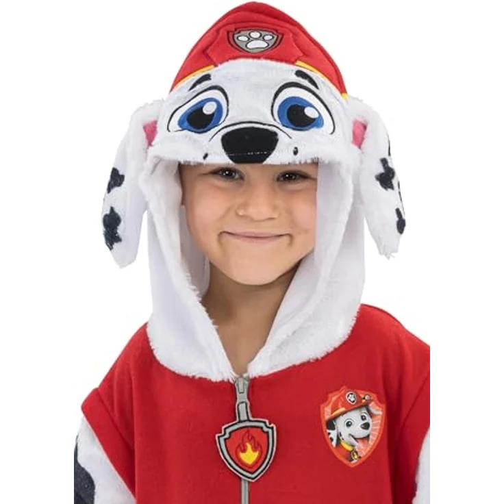 Chaks Marshall Jumpsuit für Kinder, flauschiger Paw Patrol Overall mit Kapuze, Größe 104 cm für Karneval und Alltag – Bild 4