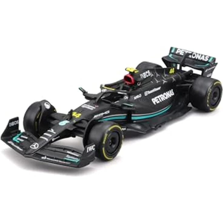 Bburago Mercedes AMG Petronas W14 Lewis Hamilton #44 2023, realistisches Modellauto im Maßstab 1:43, offizielle Mercedes-Lizenz, empfohlenes Alter 3+ Jahre – Bild 1