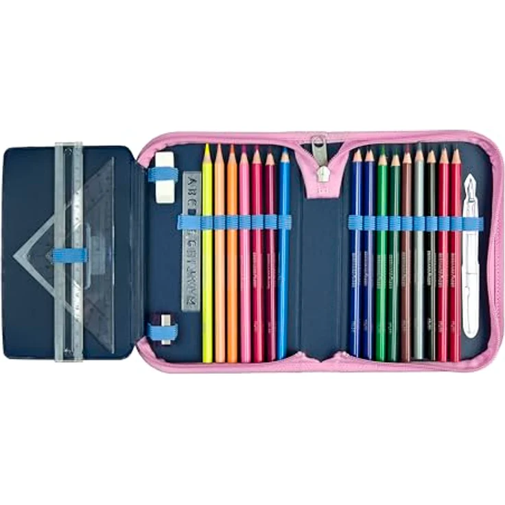 Scooli Gefülltes Schüleretui Stitch, Federmäppchen mit 14 Buntstiften und Zubehör, ergonomisch geformt, ideal für Schule und Freizeit, ab 6 Jahren – Bild 3
