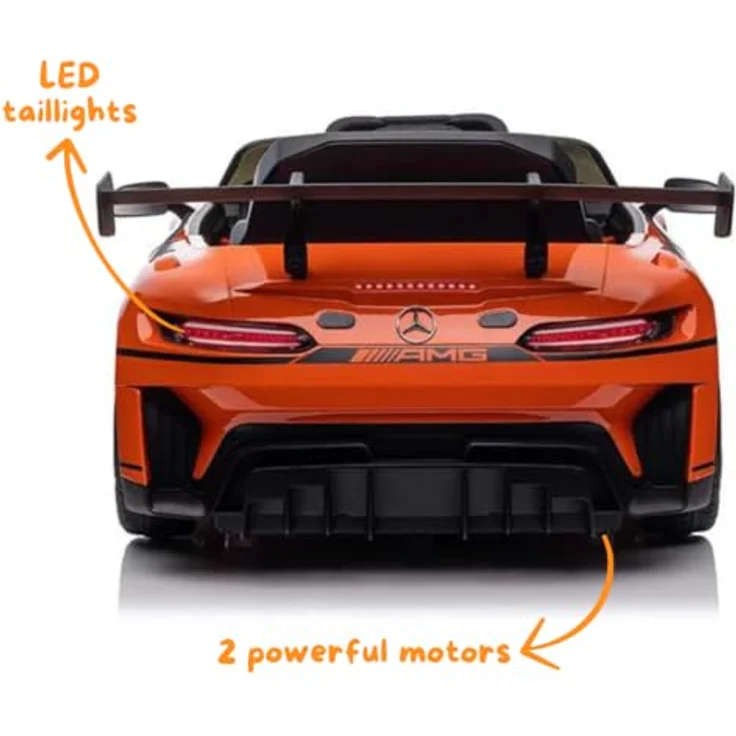 Mercedes Kinder Elektroauto AMG GT3, 12V mit MP3-Player, Sicherheitsgurt, 1-Sitzer, Orange, für 1 bis 6 Jahre – Bild 5