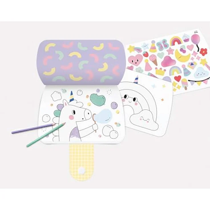 Folia Max Bringmann KG Stickerbuch Malbuch „Epic Adventures“ und „Rainbow Dreams“, 15 Ausmalseiten, hochwertiger Stickerbogen mit Hot-Foil-Veredelung – Bild 3