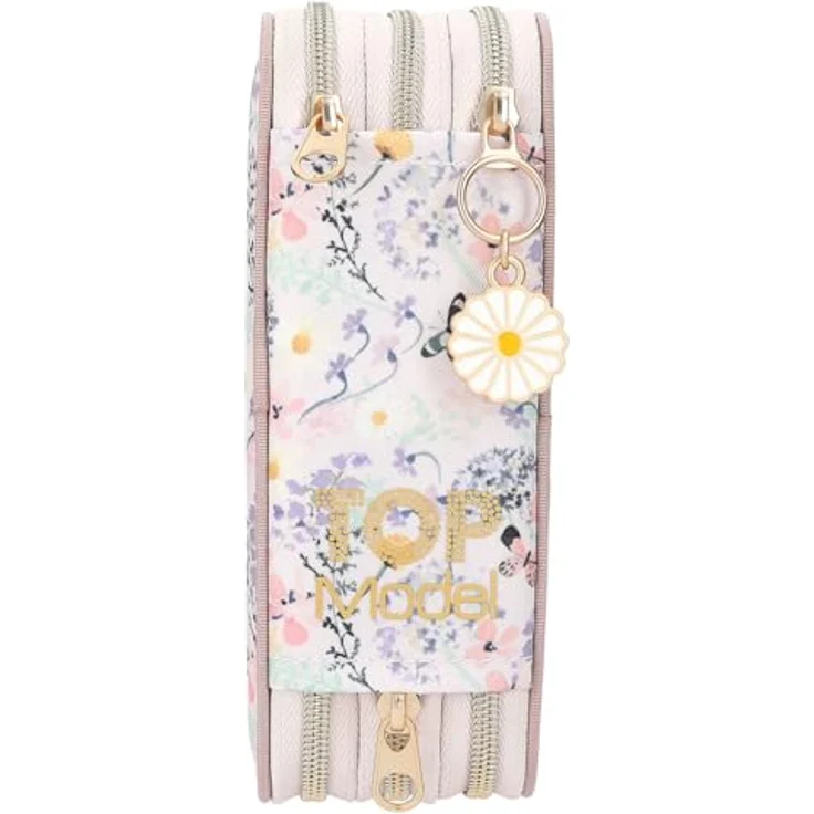 Depesche TOPModel Summer Feeling, gefüllte 3-Fach Federtasche in Rosa, mit 18 Bunt- und Filzstiften, Lineal, Schere und Blumen-Motiv – Bild 3
