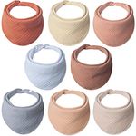 Lulu moon Lätzchen Baby Absorbierende Dreieckstuch, Musselin Halstuch Baby mit Verstellbares Druckknopf, Weiche Sabberlätzchen für Junge und Mädchen, Unisex, 8 Stück (Erde)