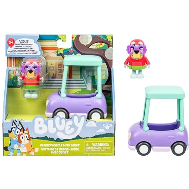 BlueY Oma-Auto mit Janet-Figur, 6-7,6 cm, bewegliche Gelenke, Fahrzeug für Sammelfiguren