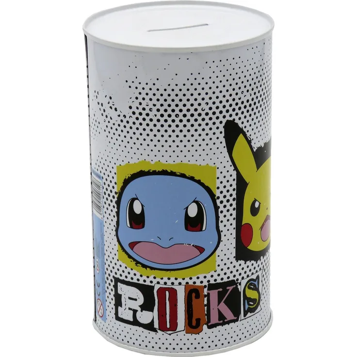 Nintendo POKÉMON Big Tin Coin Bank, zylindrische Spardose aus Metall, 10 x 17 x 10 cm, ideal für Taschengeld und Kleingeld