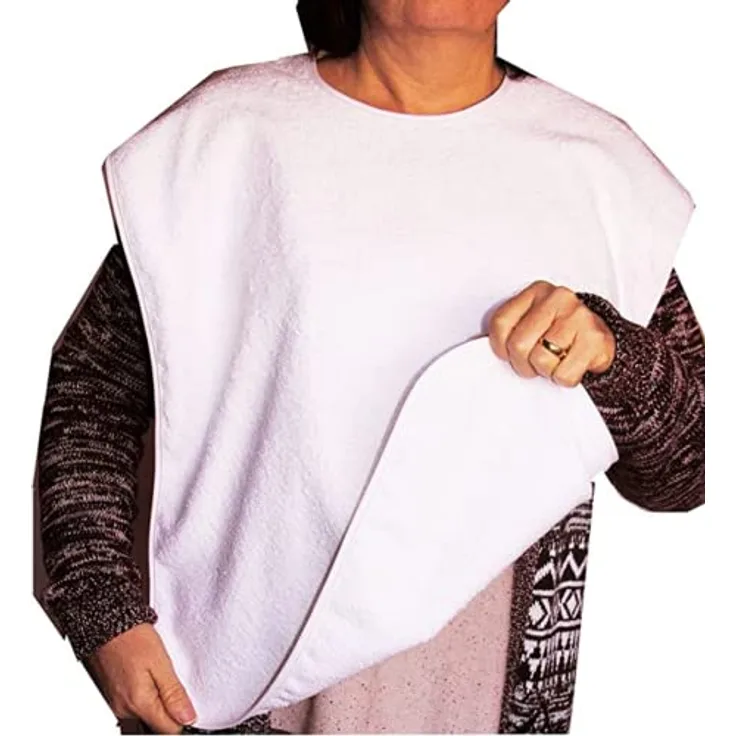 Ti TIN | 3er Pack- Lätzchen für Erwachsene, 50x60 cm | Frottee Latz mit Bindeverschluss, Material: 90% Baumwolle, 10% Polyester, Farbe: weiß