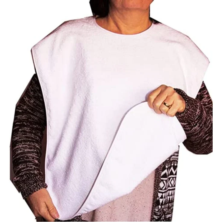 Ti TIN | 3er Pack- Lätzchen für Erwachsene, 50x60 cm | Frottee Latz mit Bindeverschluss, Material: 90% Baumwolle, 10% Polyester, Farbe: weiß – Bild 1