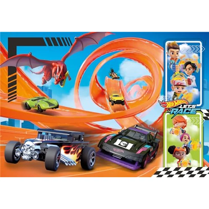 Clementoni Supercolor Hotwheels Puzzle 104 Teile, Auto Puzzle für Kinder ab 6 Jahren, fördert Geschicklichkeit und Beobachtungsgabe, umweltfreundlich produziert, hergestellt in Italien – Bild 2