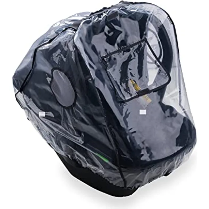 Hauck Regenschutz Babyschale Universal mit Trageöffnung, Kontakt-Fenster, Luftlöcher, Einfache Befestigung mit Gummizug, Regenverdeck Babyschale Klein Faltbar, Transparent