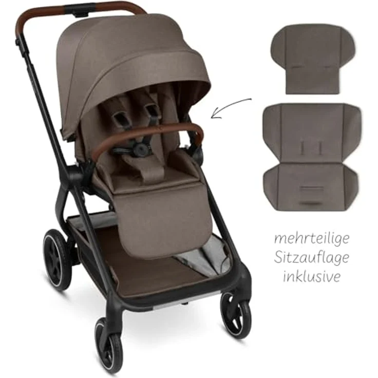 ABC Design City Life Kinderwagen / Buggy, leichter Kombikinderwagen mit 5-Punkt-Gurt, höhenverstellbarem Teleskopgriff und UV-Schutz 50+, Farbe: Nature – Bild 5
