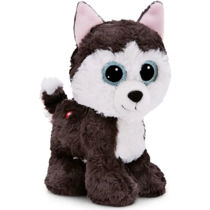 NICI GLUBSCHIS Kuscheltier Hund Husky Barkley 15 cm - Farbenfrohes Stofftier mit großen, niedlichen Glitzeraugen - Rosa Ohren - Original NICI Plüsch-Fell - Sammelfieber - 49398 – Bild 1