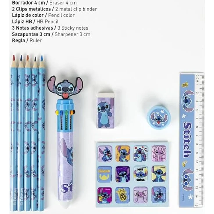Lilo & Stitch Kreativset, Disney Lilo und Stitch Banana Schreibwarenset mit Stiften, Radiergummi und Lineal, 25 × 20 × 2 cm – Bild 2