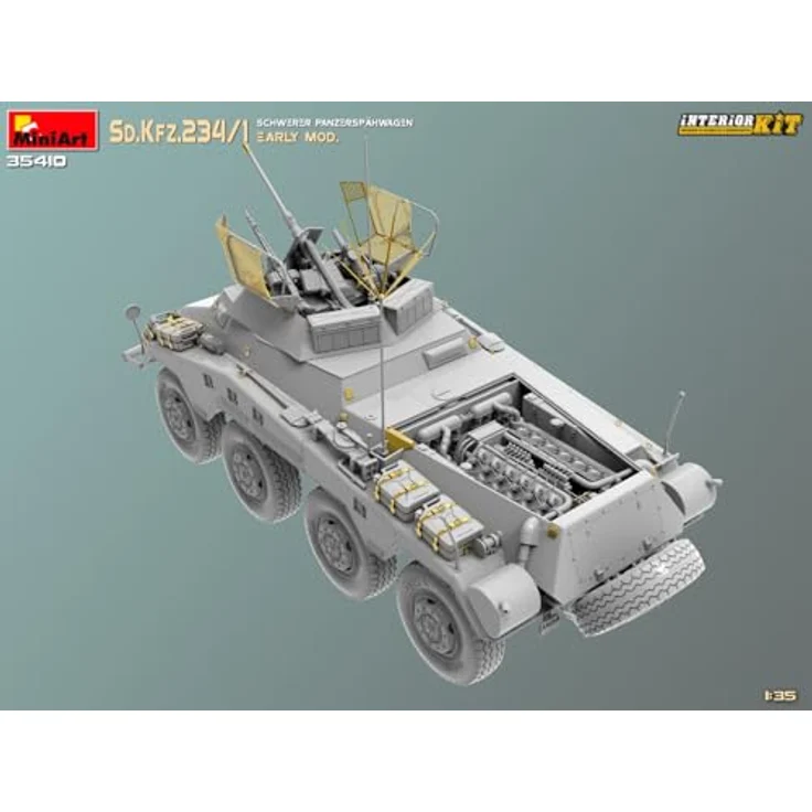 Miniart 1:35 Sd.Kfz 234/4 Panzerspähwagen, Modell mit detailliertem Interieur und 6 Varianten Decals – Bild 14