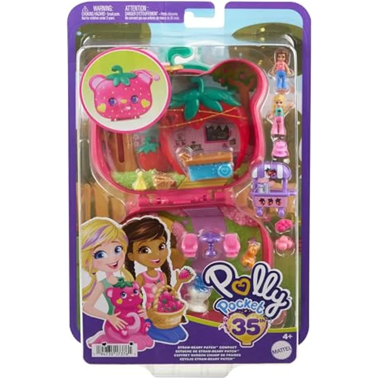 Mattel POP Erdbeer-Schatulle, Sammelfigur mit Garten-Spielplatz, 2 Puppen und 12 Accessoires – Bild 7