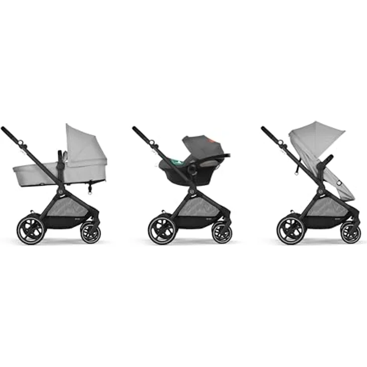 Cybex Eos Basic 3-in-1 Kombikinderwagen Schwarz mit Adapter + Aton B2 I-Size Autositz Lava Grau, leicht und wendig, für urbane Nutzung – Bild 3