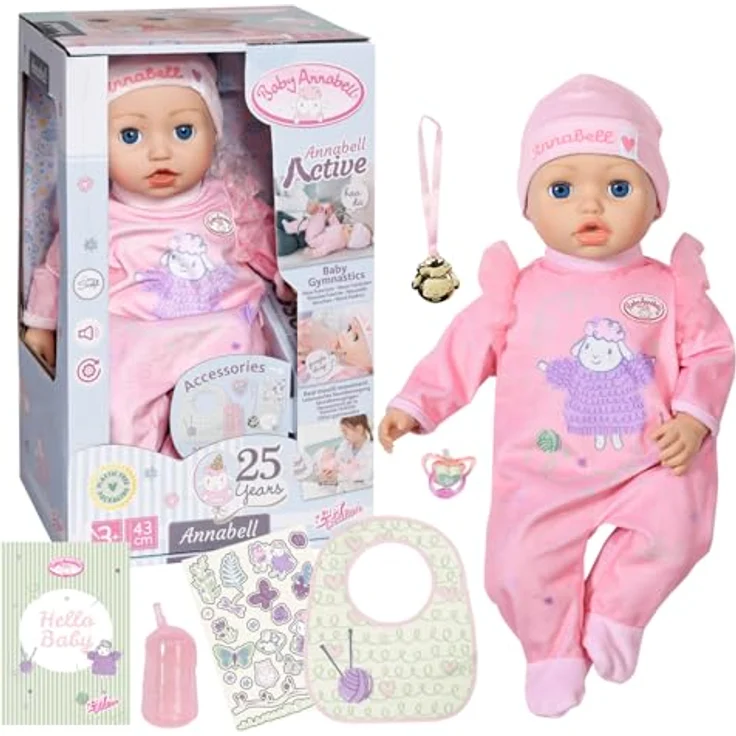 Zapf Creation® Baby Annabell Active Annabell, 43 cm große Babypuppe mit realistischen Bewegungen und Geräuschen, inklusive Schnuller und Fläschchen, für Kinder ab 3 Jahren – Bild 1