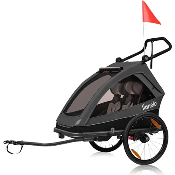 lionelo Fahrradkinderanhänger CAMA, 2in1 / SIQ / All-round-safety/ Head+/UPF 50+/60l Kofferraum, Kinderwagen und Fahrradanhänger, blau – Bild 3