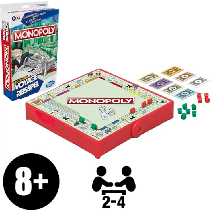 Hasbro Monopoly Reisespiel, Belgische Edition, kompaktes Brettspiel für 2-4 Spieler, ideal für unterwegs – Bild 2