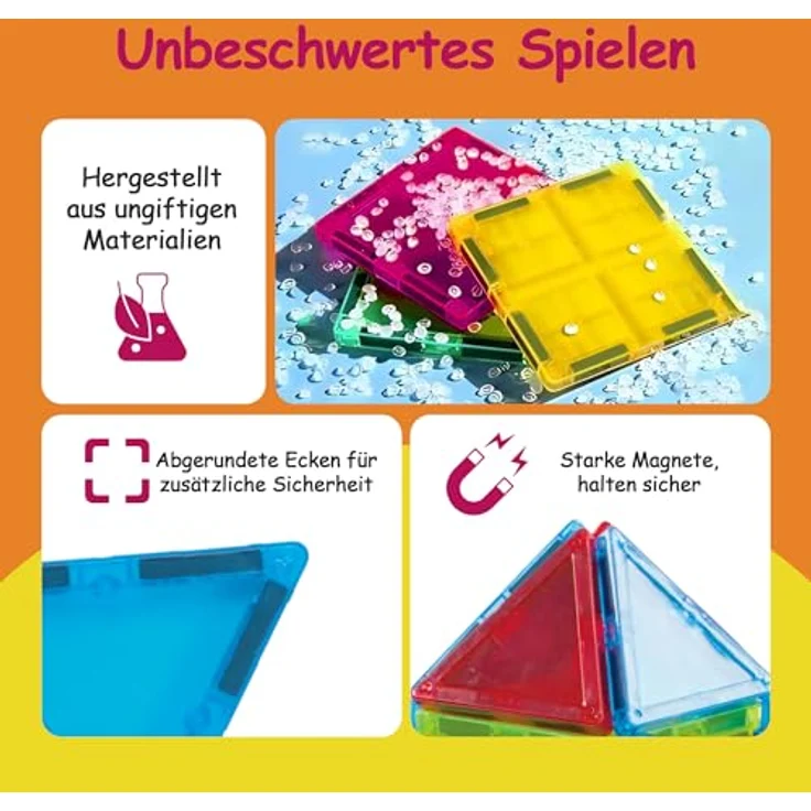 Olvy Magnetische Bausteine Montessori Spielzeug, 126er Magnetset für Kinder ab 3 Jahren, fördert Kreativität und Motorik, kompatibel mit anderen Magnet-Set – Bild 5