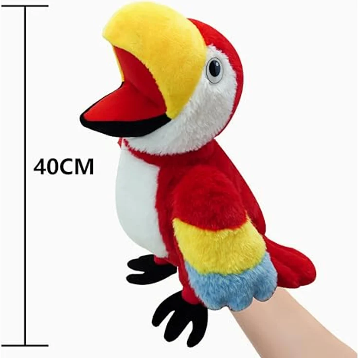 LOMTRATS Vogel-Handpuppen, 40 cm große Papageien und Pfauen mit beweglichen Mündern, weich und sicher, ideal für Geschichtenerzählen und kreative Spiele – Bild 3