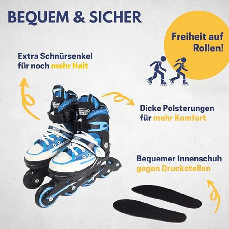 Best Sporting Inline Skates Kinder I Rollschuhe größenverstellbar I robuste Inliner für Jugendliche mit Bremse I schwarz/blau I Rollerskates Schuhe Kinder I Inliner mit 4 Rollen – Bild 3