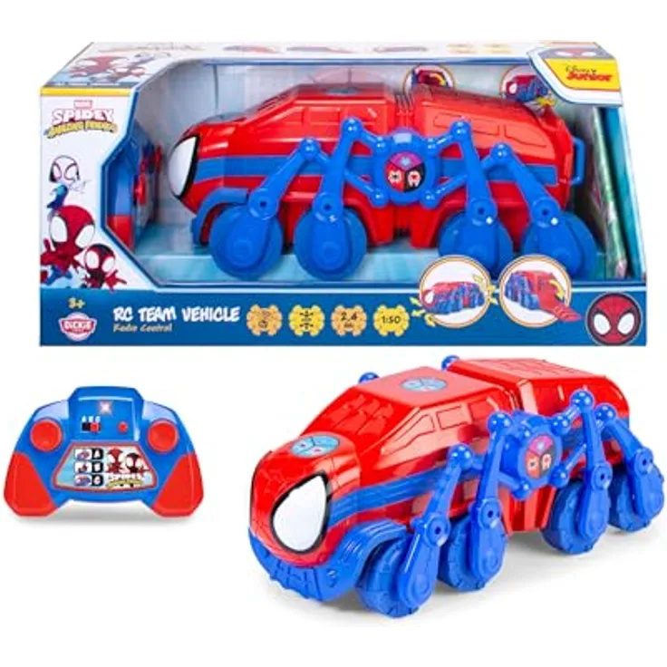Dickie Toys RC Spidey Team Vehicle 1:50, Ferngesteuertes Auto mit 2-Kanal-Fernsteuerung, 2.4 GHz, Länge ca. 28,5 cm