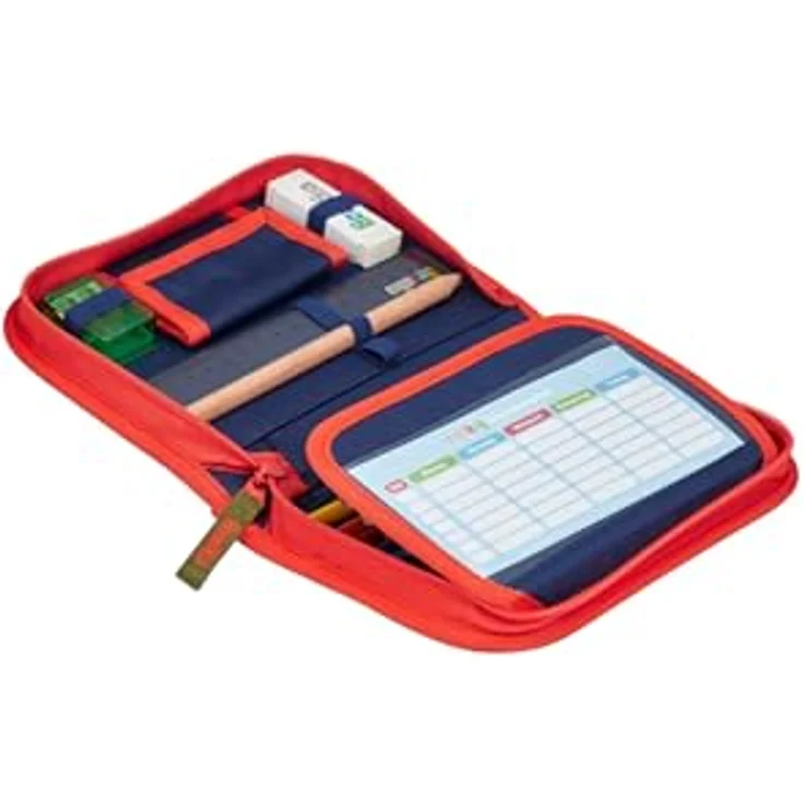 ergobag Federmäppchen Set 22-teilig, Lyra Buntstifte, Stundenplan-Fach, Kleingeld Fach, Lineal FeuerspeiBär - Orange – Bild 3