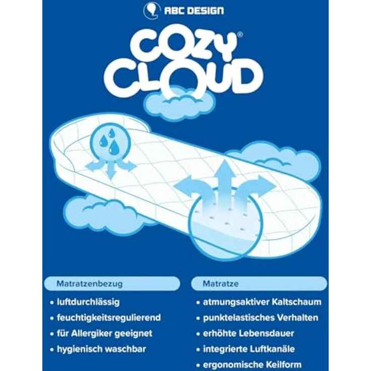 ABC Design Tragewanne für Neugeborene, faltbar mit CozyCloud Matratze und UV-Schutz, passend für Zoom, Samba und Salsa Run, Pure - Camel – Bild 6