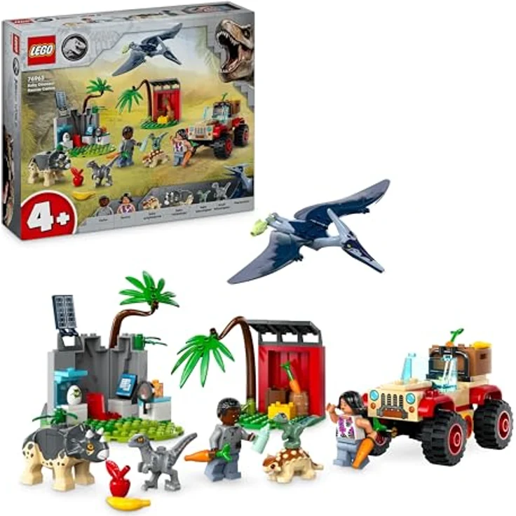 LEGO Jurassic World Rettungszentrum für Baby-Dinos, Set mit kleinen Dinosaurier-Figuren, darunter Triceratops, Ankylosaurus und Velociraptor, Geschenk zum Bauen für Jungs und Mädchen ab 4 Jahren 76963 – Bild 1