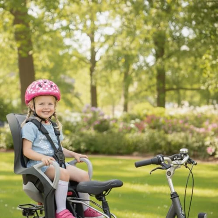 OK Baby Fahrradkindersitz, Schwarz Grau, für Kinder ab 9 Monaten bis 22 kg mit Polsterung und Regenschutz – Bild 7