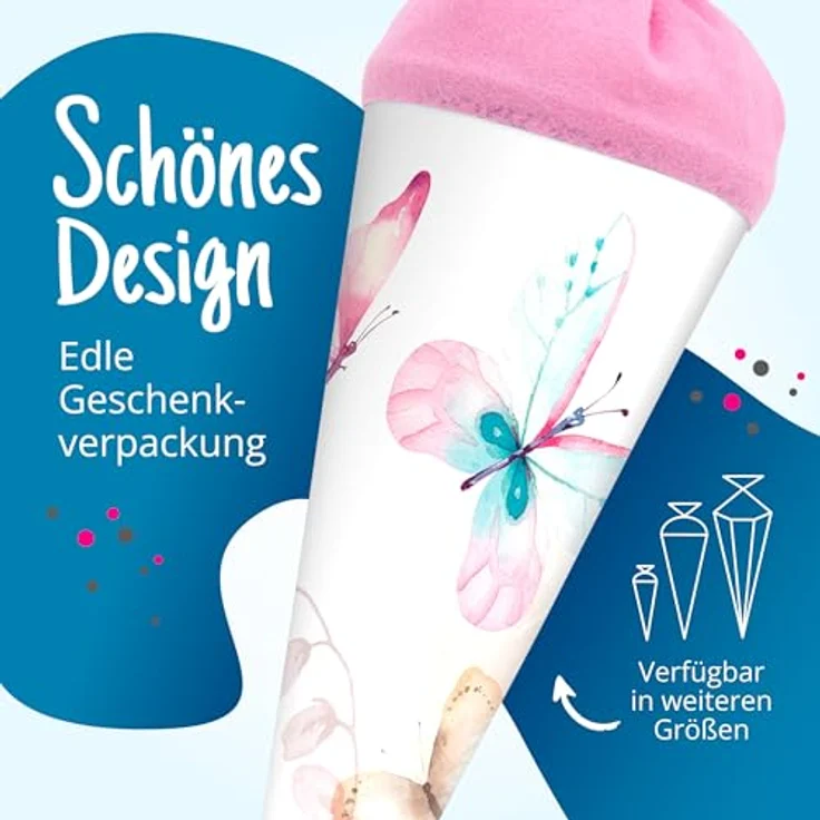 itenga Geschwister Schultüte 35cm Schmetterling mit Filzverschluss kleine Tüte Geschenkverpackung Einschulung Schulanfang – Bild 5