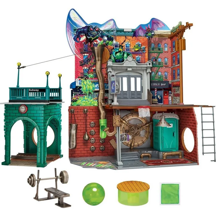 Playmates Toys Teenage Mutant Ninja Turtles: Mutant Mayhem Spielset Sewer Lair, detailgetreue Nachbildung mit 3 Spielbereichen und 20+ interaktiven Elementen