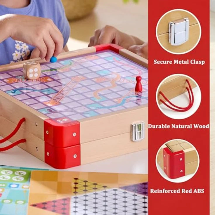 Hape 22 klassische Spielesammlung, 22-in-1 Brettspielset für Familie und Reisen, tragbar und vielseitig – Bild 3