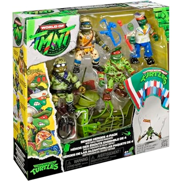 Playmates Toys Teenage Mutant Ninja Turtles Classic Actionfiguren 4er-Pack Sewer Heroes mit Fallschirm, detailgetreu gestaltet – Bild 2