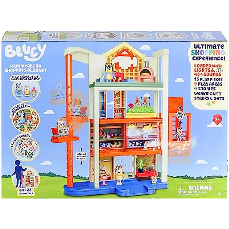 Moose Bluey: Nákupní centrum s písluenstvím Hrací set, 55 cm hoch mit 45 Soundeffekten und Licht, inkl. exklusive Bluey- und Bingo-Figuren – Bild 9