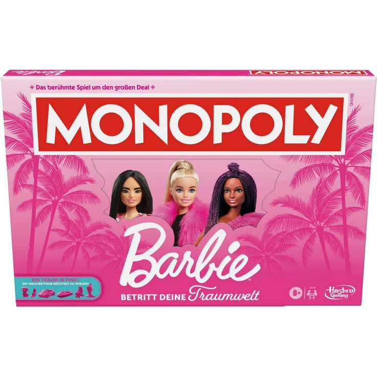 Hasbro Monopoly Barbie, Gesellschaftsspiel mit Barbie-Figuren und Traumwelten – Bild 1