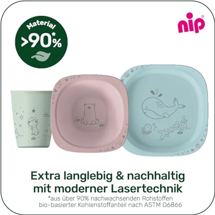 nip 2x Breischale für Babys ab 4 Monaten, bruchfest, stapelbar, hellgrün, ergonomisch geformt – Bild 5