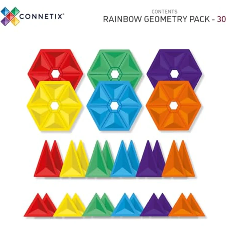 Connetix Rainbow Geometry Pack Magnetbausteine, 30 Teile, pädagogisches Lernspiel, verstärkte Magnete, ab 3 Jahren – Bild 6