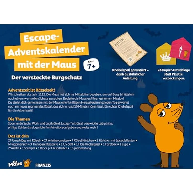FRANZIS 67211 - Die Maus Escape-Adventskalender mit der Maus, Rätselspaß für kluge Maus-Fans ab 7 Jahren – Bild 3
