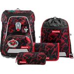 Step by Step Schulranzen-Set FIT „Ninja Yuma“, 5-teilig, ergonomischer Tornister rot-schwarz mit Reflektoren, höhenverstellbar, 19L für Jungen ab der 1. Klasse