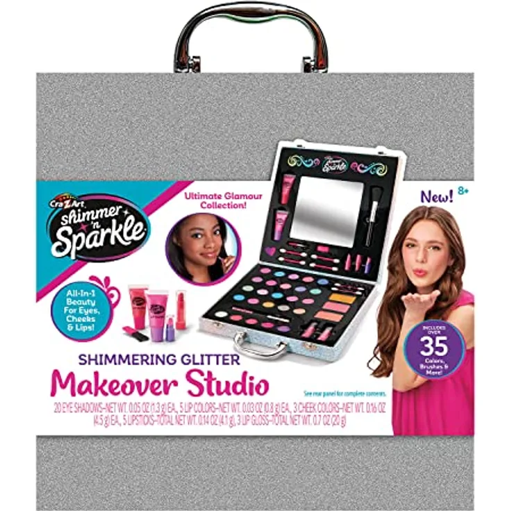 Shimmer 'n Sparkle Glitter Makeover Studio Beauty Kit - All-in-One Beauty für Augen, Wangen und Lippen ab 8 Jahren